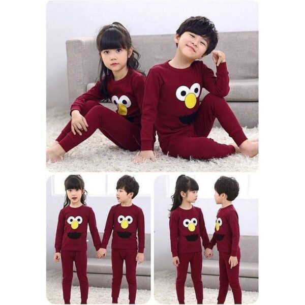 Baby Or Baba Maroon Elmo print Kids Night Suit (1Pcs) - Image 2