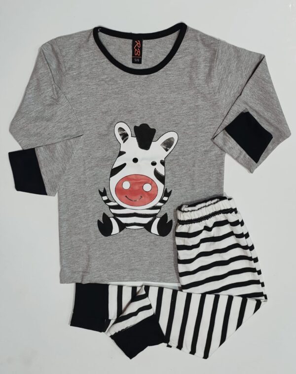 Baby Or Baba Grey and Black Zebra print Kids Night Suit - Image 3