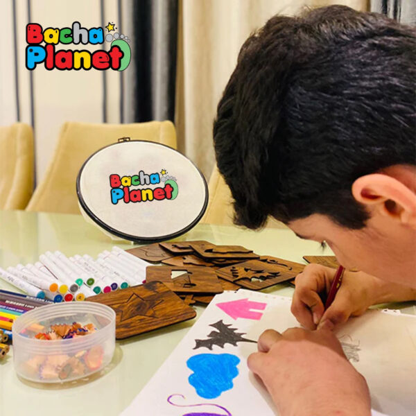 24 Pieces Kids Wooden Drawing Stencils Kit With Puzzle - Image 6