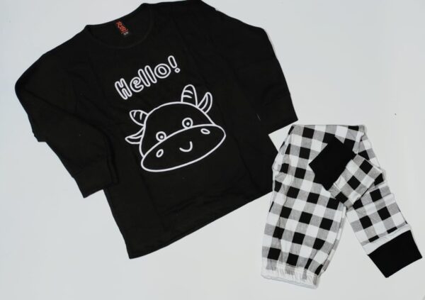Black and White Cow with Check Style Pajama - Kids PJs(Baby or Baba both) (1 Pcs) - Image 3