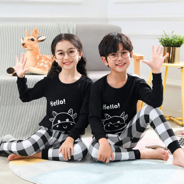 Black and White Cow with Check Style Pajama - Kids PJs(Baby or Baba both) (1 Pcs) - Image 2