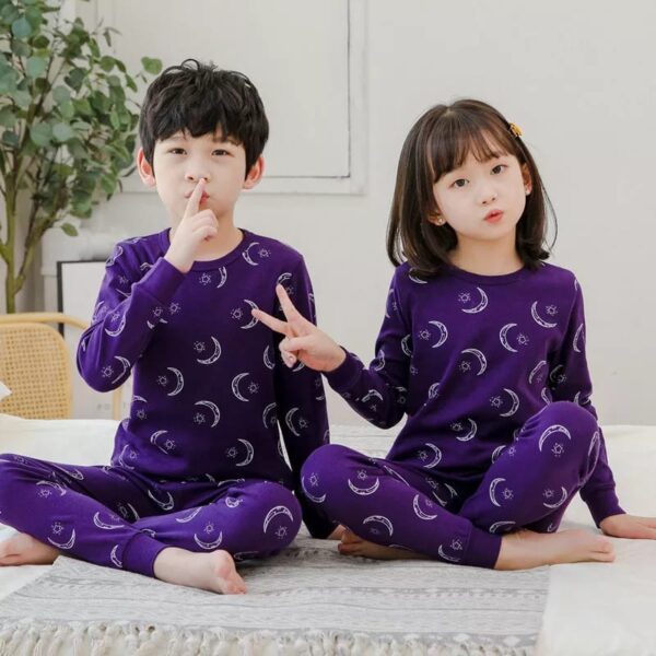 Baby or Baba Purple Moon and Stars print Night Suit for Kids (1 Pcs) - Image 2