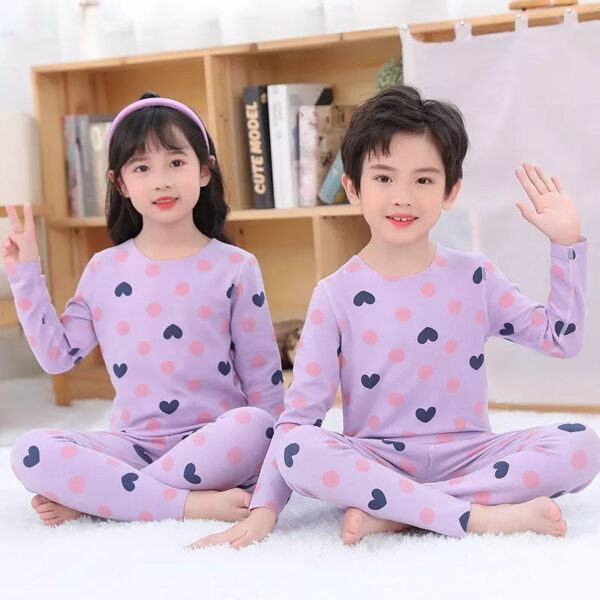 Baby or Baba Purple Hearts & Dots Full Sleeves Night Suit for Kids (1 Pcs) - Image 2