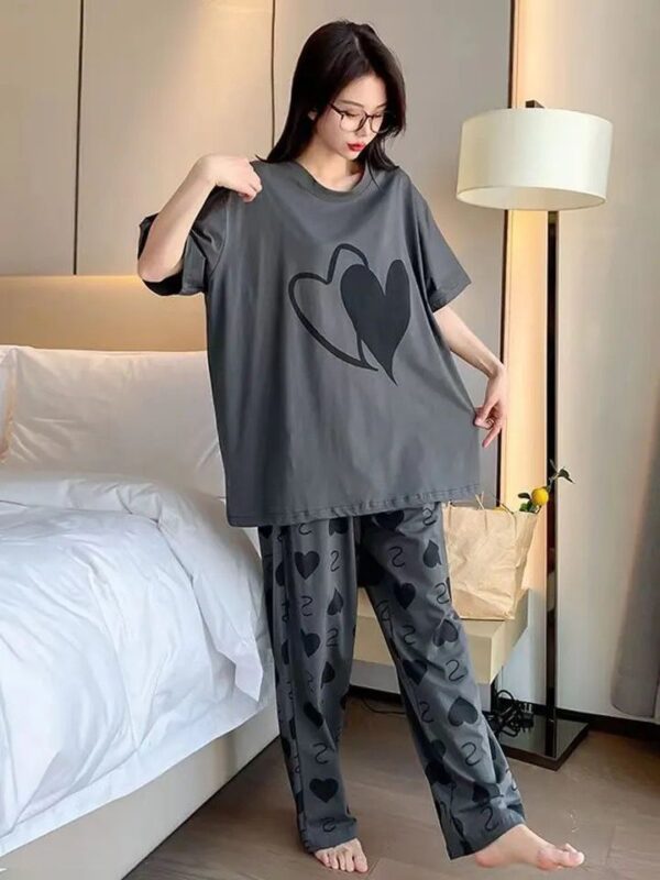 Black Heart Tee & Trouser Night Dress - Image 3