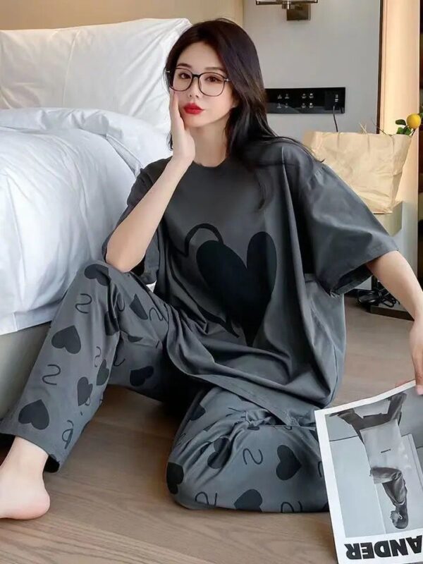 Black Heart Tee & Trouser Night Dress - Image 4