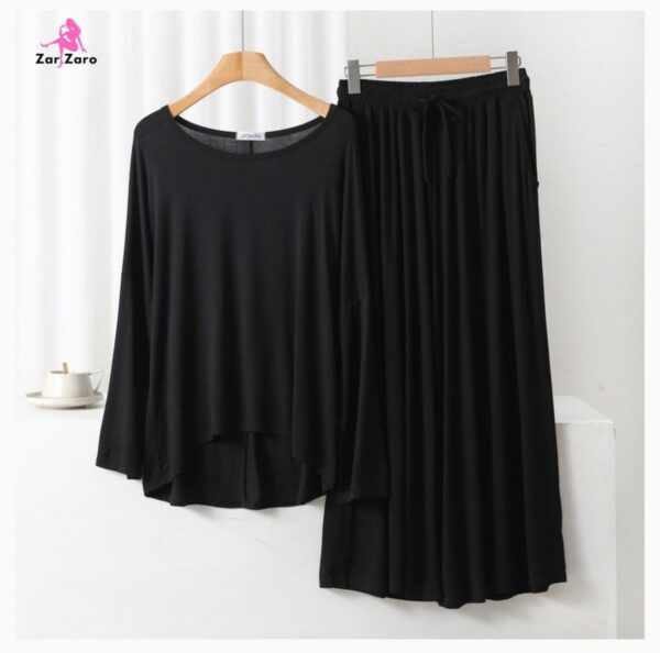 Deep Black Tee & Palazzo Set - Image 2
