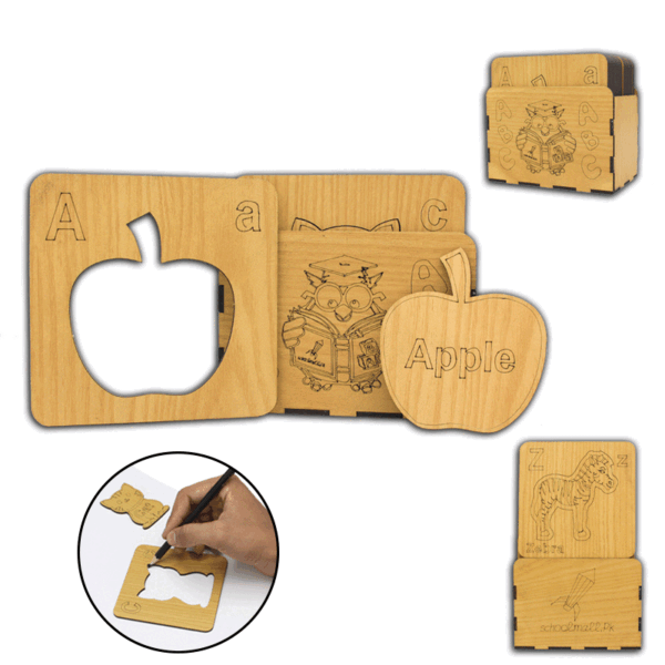 Kids Wooden Alphabet Drawing Stencils - Image 2