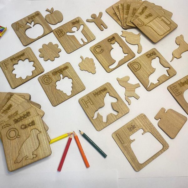 Kids Wooden Alphabet Drawing Stencils - Image 5