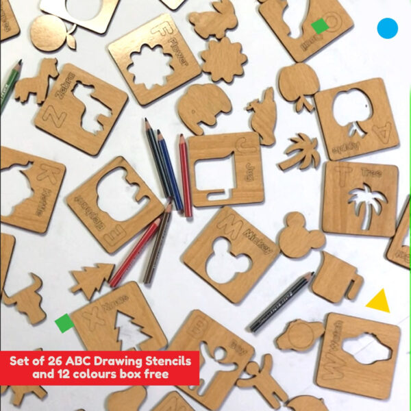 Kids Wooden Alphabet Drawing Stencils - Image 6