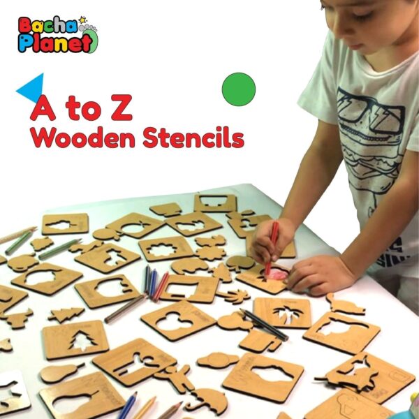 Kids Wooden Alphabet Drawing Stencils - Image 3