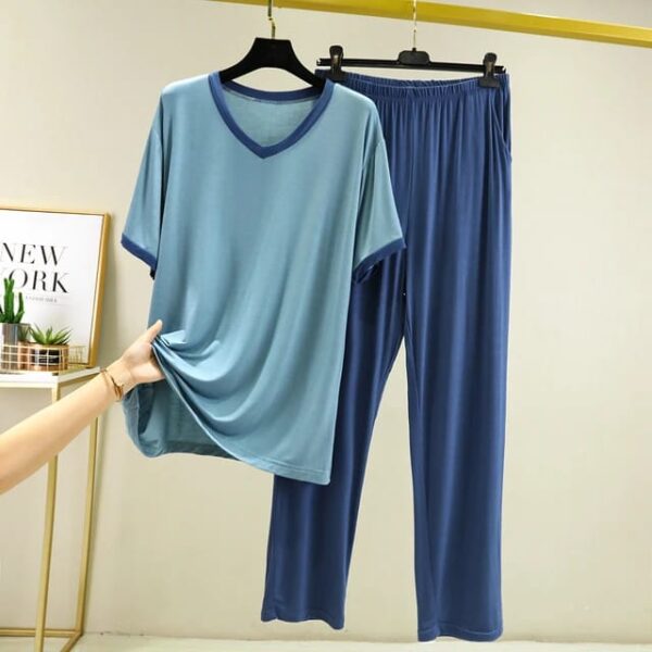 New Blue T-Shirt with Contrast Pajama - Image 3