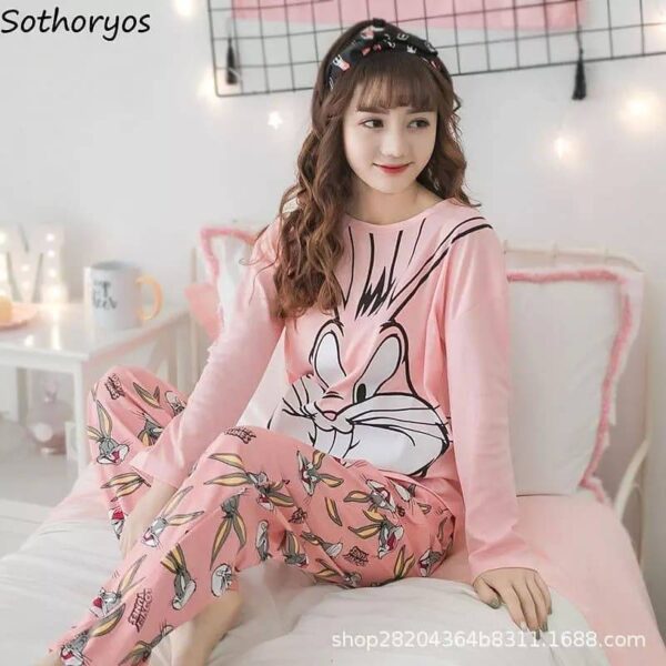 PINK BUGS TEE WITH PRINTED TROUSER - NIGHT SUIT FOR GIRLS - Image 4