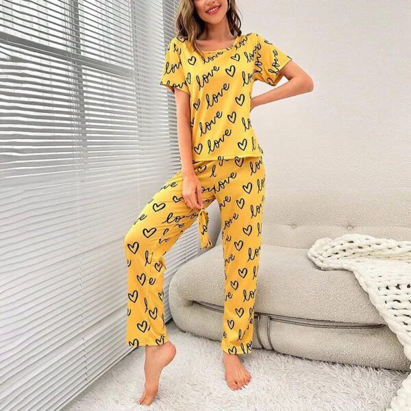 Yellow Love Printed T-shirt And Trouser Suit - Image 2