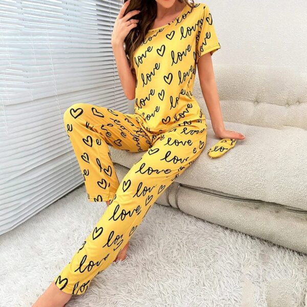 Yellow Love Printed T-shirt And Trouser Suit - Image 3