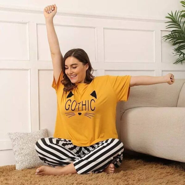 YELLOW GOTHIC TEE WITH BLACK STRIPE PLAZZO